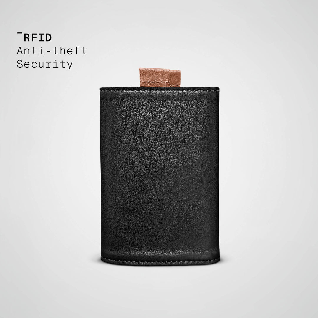 Black leather wallet with &