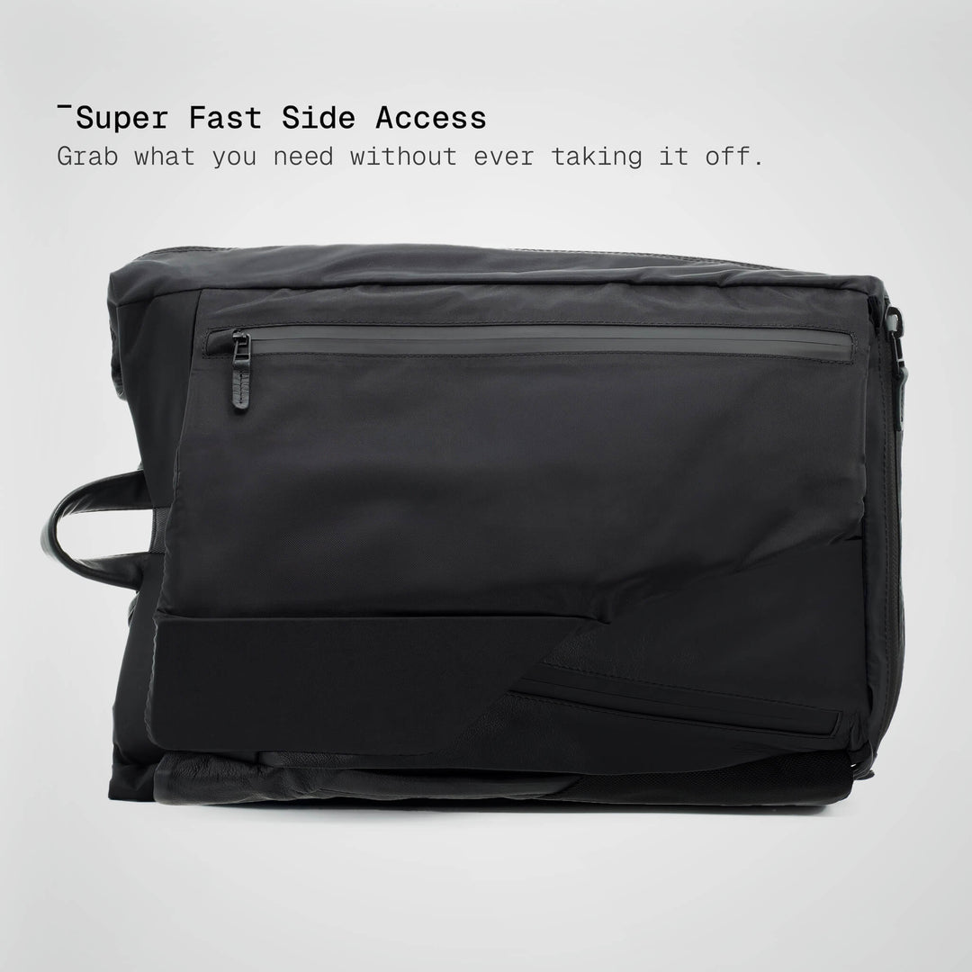 Black backpack with text &