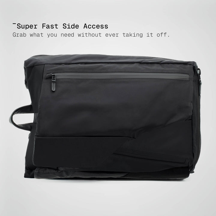 Black backpack with text &