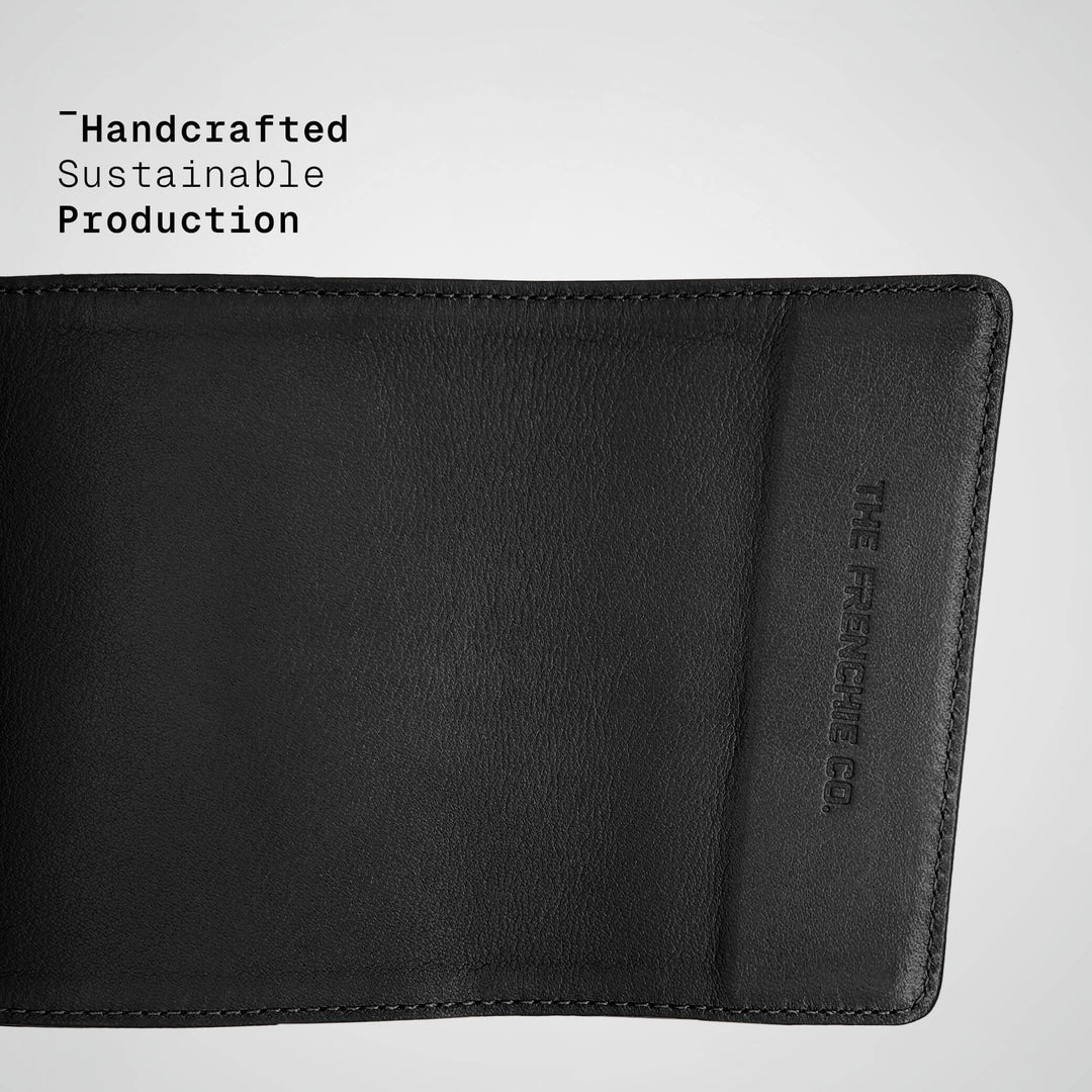 Black leather wallet with &