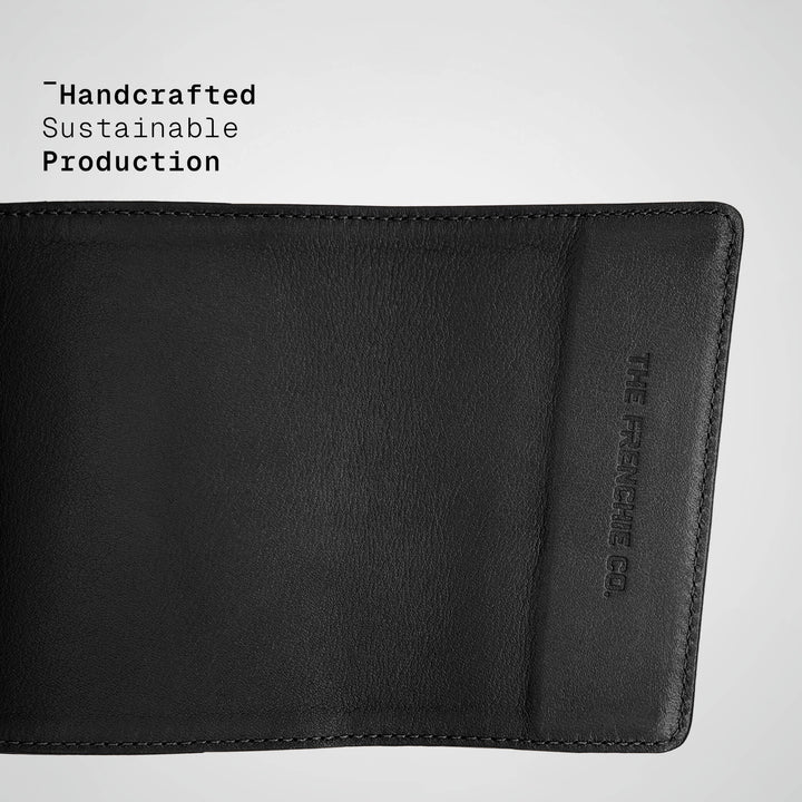 Black leather wallet with &