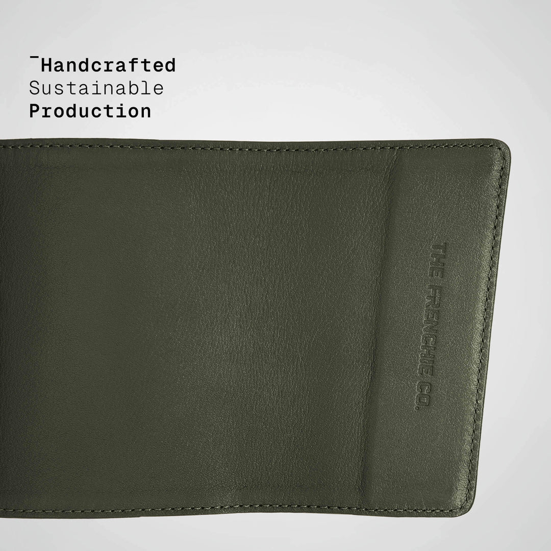 Green leather wallet with &