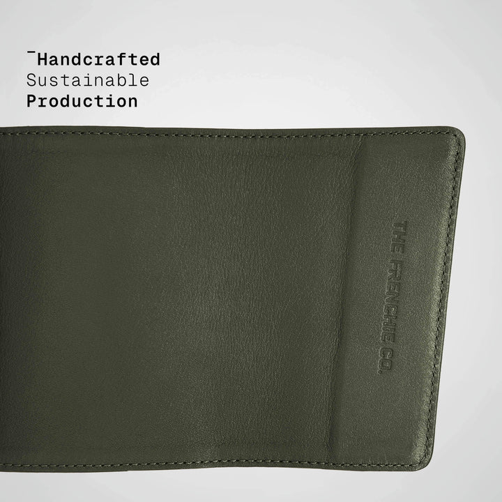 Green leather wallet with &