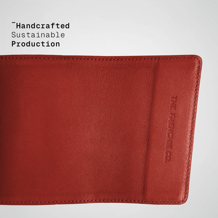 Red leather wallet with &