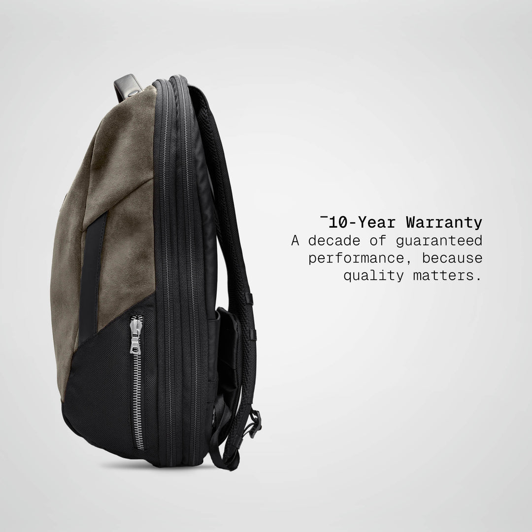 Taupe Vector Speed Backpack, side profile showing the 16 cm depth